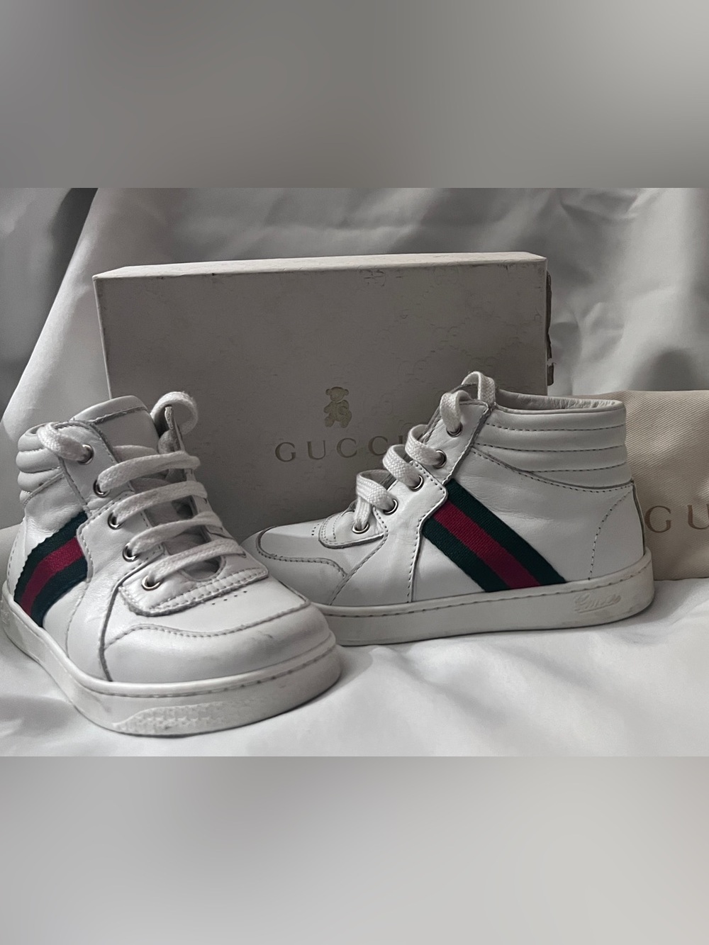 White toddler Leather Lace-Up Sneaker